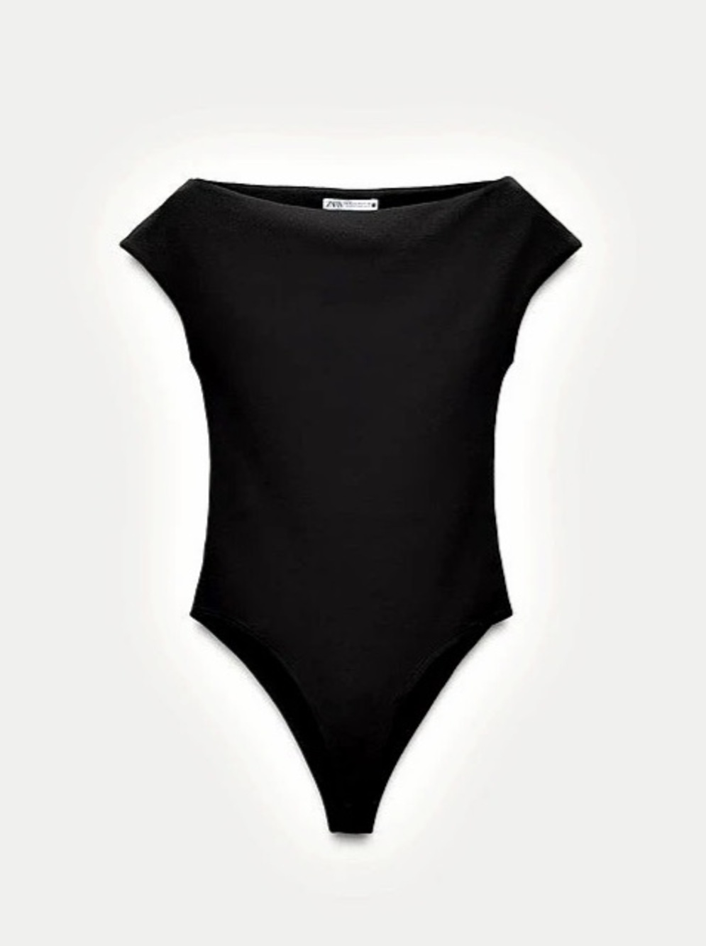 Zara Boatneck Cotton Bodysuit Black